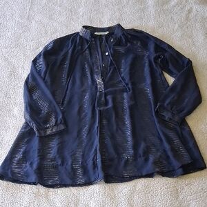 Buddy Love Navy Sheer Blouse